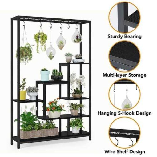 BYBLIGHT Wellston 70.86 5-Tier Wooden Indoor Plant Stand - Image 3