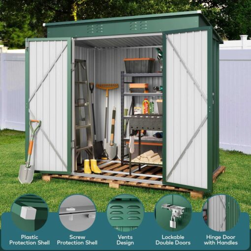 Lofka Outdoor Storage Shed with Double Lockable Doors and Base Frame - Image 2