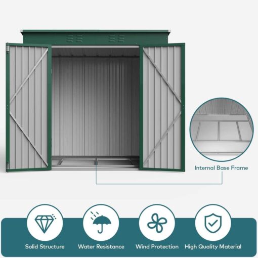 Lofka Outdoor Storage Shed with Double Lockable Doors and Base Frame - Image 3
