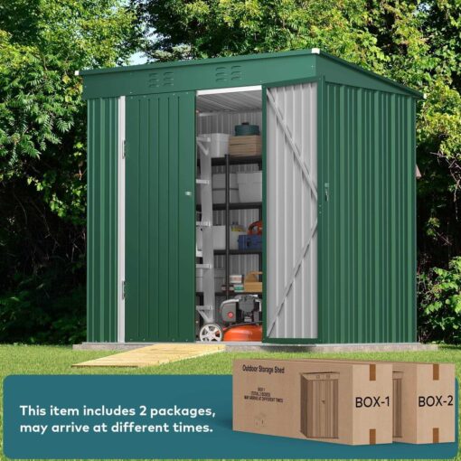 Lofka Outdoor Storage Shed with Double Lockable Doors and Base Frame - Image 4