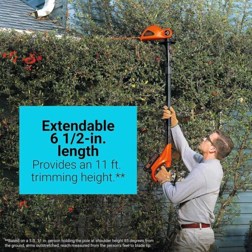 BLACK+DECKER 18 in. 20V MAX Cordless Lithium-Ion Pole Hedge Trimmer - Image 5
