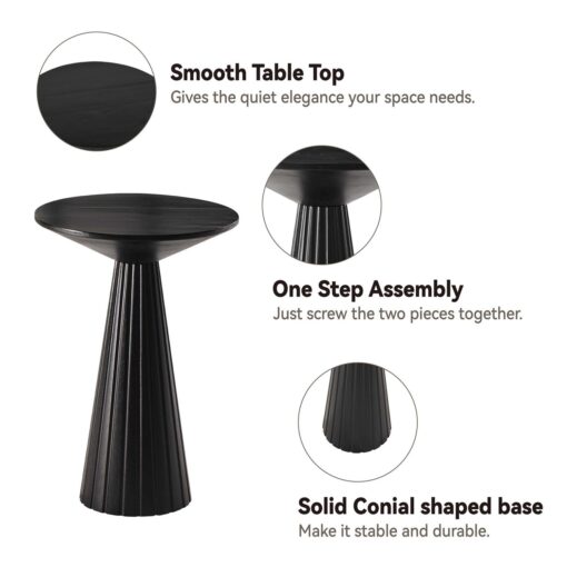 Cozayh Farmhouse Pedestal End Table Round Martini Table Wood Plant Stand Rustic Small Drink Table for Living Room - Image 3