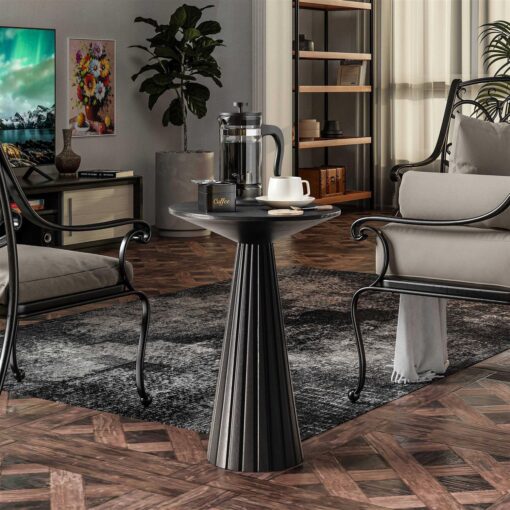 Cozayh Farmhouse Pedestal End Table Round Martini Table Wood Plant Stand Rustic Small Drink Table for Living Room - Image 5