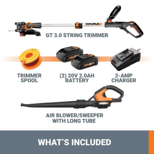 Worx 20V Trimmer and Blower Power Share Combo Kit - Image 4