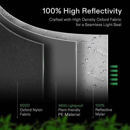 VIVOSUN 48x22x24x22x60x22 Mylar Hydroponic Grow Tent with Observation Window and Floor - Image 2