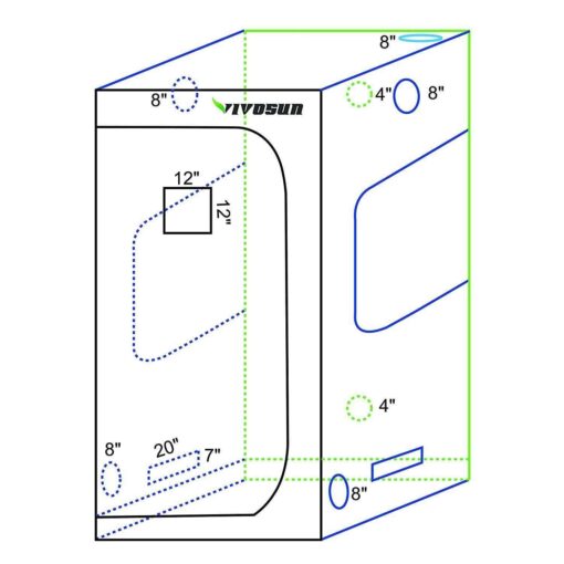 VIVOSUN 48x22x24x22x60x22 Mylar Hydroponic Grow Tent with Observation Window and Floor - Image 3