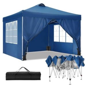 Sanopy 10' x 10' Straight Leg Pop-up Canopy Tent Easy One Person Setup Instant Outdoor Canopy Folding Shelter with 4 Removable Sidewalls