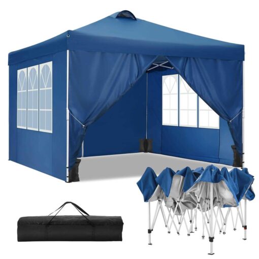 Sanopy 10' x 10' Straight Leg Pop-up Canopy Tent Easy One Person Setup Instant Outdoor Canopy Folding Shelter with 4 Removable Sidewalls
