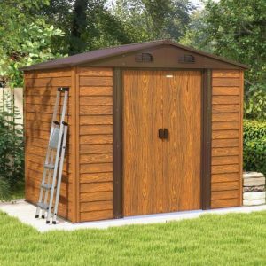 Patiowell 8' x 6' Wooden Metal Shed Outdoor Storage Shed with Design of Lockable Doors