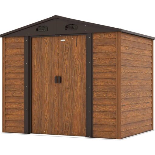 Patiowell 8' x 6' Wooden Metal Shed Outdoor Storage Shed with Design of Lockable Doors - Image 4