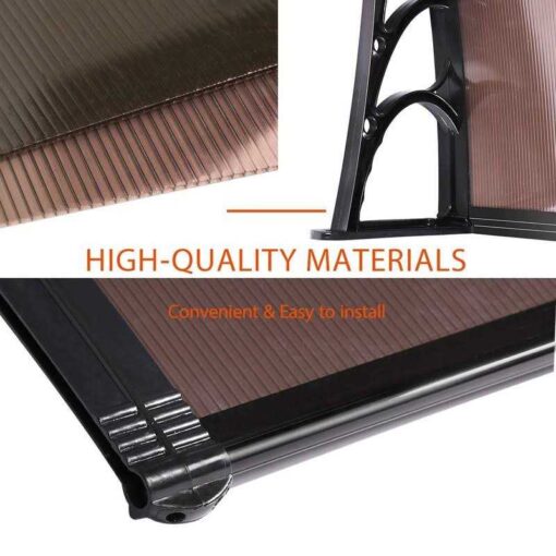 Vivohome Polycarbonate Window Door Awning Canopy Black Bracket 40 Inch x - Image 5