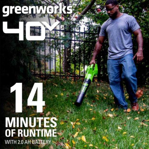 Greenworks 40V 350 CFM Leaf Blower with 2.0 Ah Battery & Charger 2412002 - Image 2