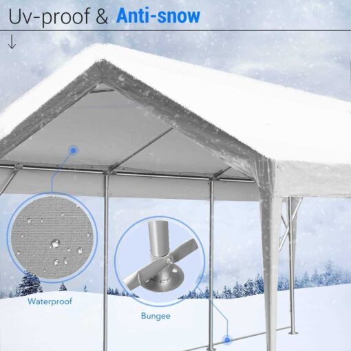 Peaktop Outdoor Upgraded Heavy Duty Carport Car Canopy Portable - Image 3