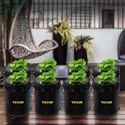 VEVOR DWC Hydroponic System 5 Gallon 4-8 Buckets Deep Water Culture Growing Bucket Hydroponics Grow Kit - Image 3