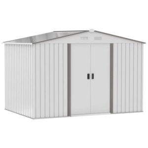 Outsunny 9' x 6' Metal Storage Shed Garden Tool House with Double Sliding Doors