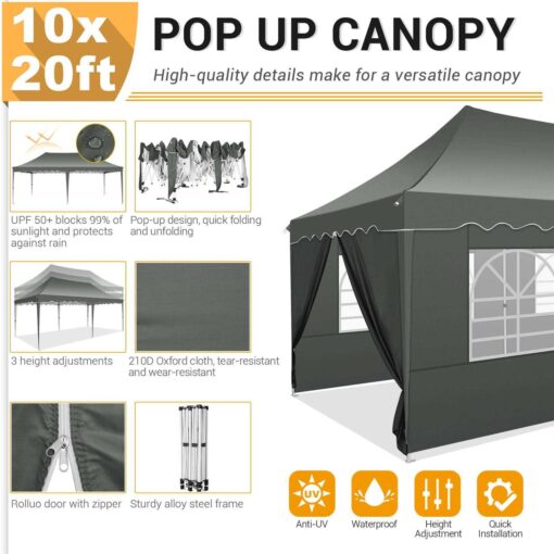 Sanopy Canopy Pop Up Canopy Party Tent Heavy Duty Waterproof Commercial Instant Canopy Removable Sidewalls Outdoor - Image 5