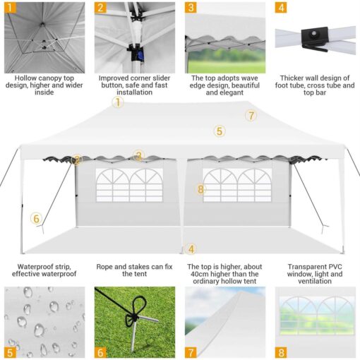 Sanopy Canopy Pop Up Canopy Party Tent Heavy Duty Waterproof Commercial Instant Canopy Removable Sidewalls Outdoor - Image 2