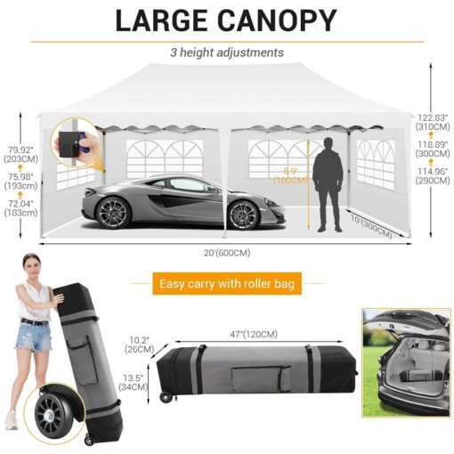 Sanopy Canopy Pop Up Canopy Party Tent Heavy Duty Waterproof Commercial Instant Canopy Removable Sidewalls Outdoor - Image 3