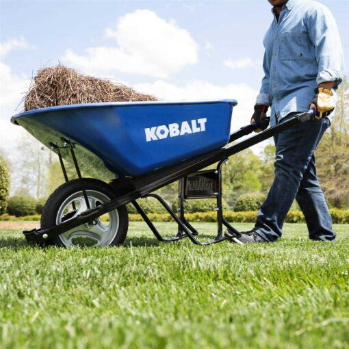 Kobalt 6-cu ft Steel Wheelbarrow Flat-Free Tire P6-SF-K 34402 - Image 2