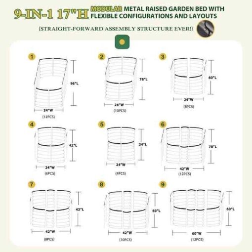 VEIKOUS 9-in-1 Modular Metal Raised Garden Bed Kit - Image 3