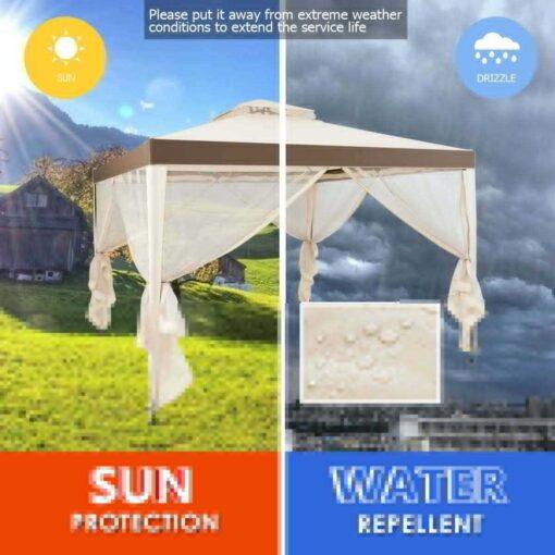 Gymax 10x 10 Canopy Gazebo Tent Shelter with Mosquito Netting Outdoor Patio - Image 2