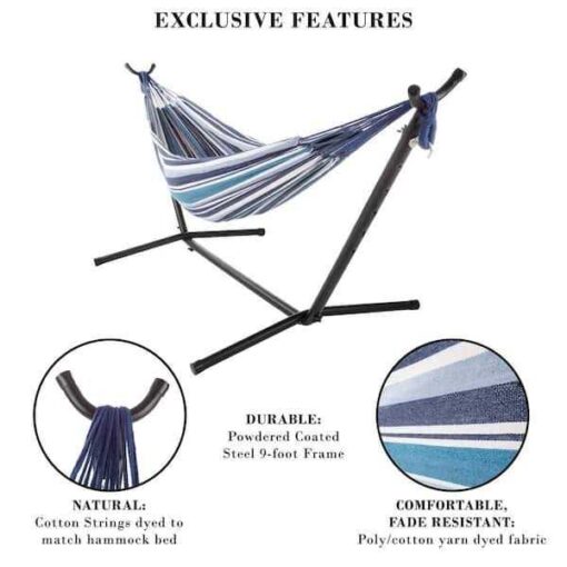 Pure Garden Double Brazilian Hammock with Stand - Image 2