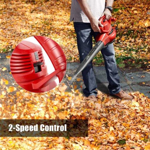 LawnMaster Red Edition BV1210 1201 Electric Blower Vacuum Mulcher 12 Amp 2-Speed Adjustment with Metal Impeller 240 MPH 380 CFM 14:1 Mulch Ratio - Image 2