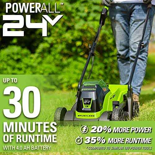 Greenworks 24V 13 Brushless Lawn Mower, 4Ah USB Battery and Charger Included 2534402 - Image 3