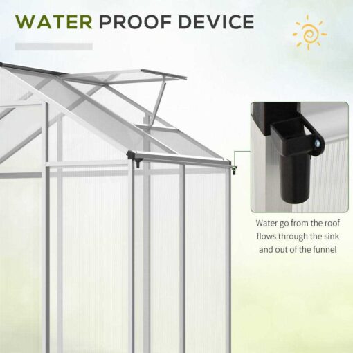 Outsunny Aluminium Greenhouse with/ Door Window Galvanized - Image 5