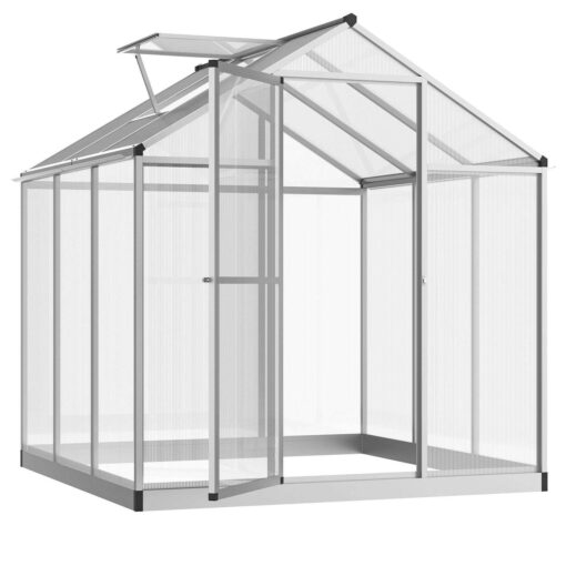 Outsunny Aluminium Greenhouse with/ Door Window Galvanized