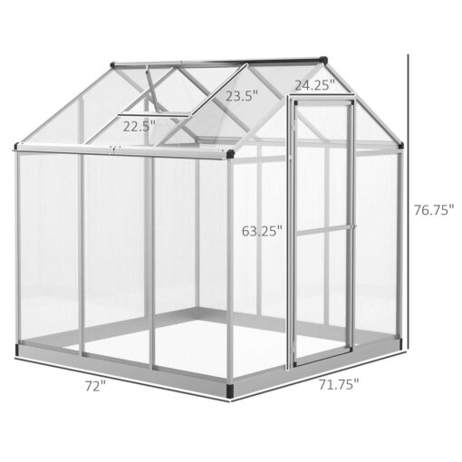 Outsunny Aluminium Greenhouse with/ Door Window Galvanized - Image 3