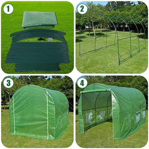 HGS Greenhouse for Outdoors Walk-in Green House Tunnel 10’x7’x7' Portable Mini Greenhouse Kit with 6 Roll-Up Windows&Zippered Door - Image 2