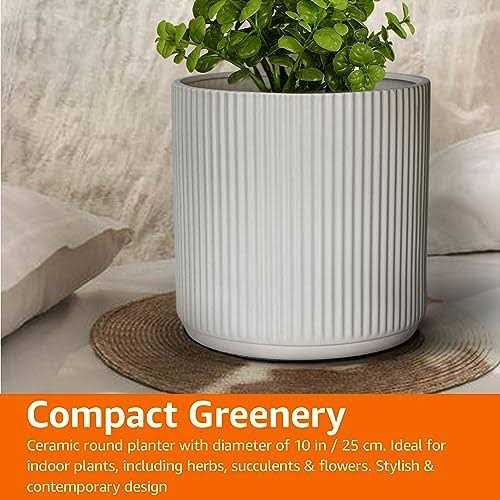 Amazon Basics Fluted Ceramic Round Planter - Image 5