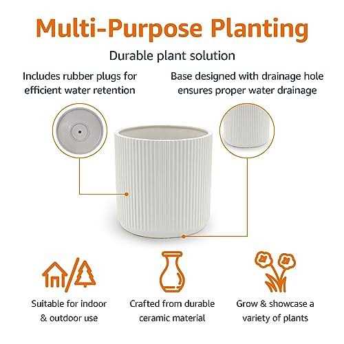 Amazon Basics Fluted Ceramic Round Planter - Image 4