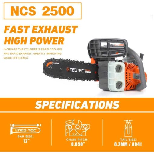 Neo-Tec 12” Top Handle Gas Chainsaw,2-Stroke 25.4cc Portable Chain Saws - Image 4