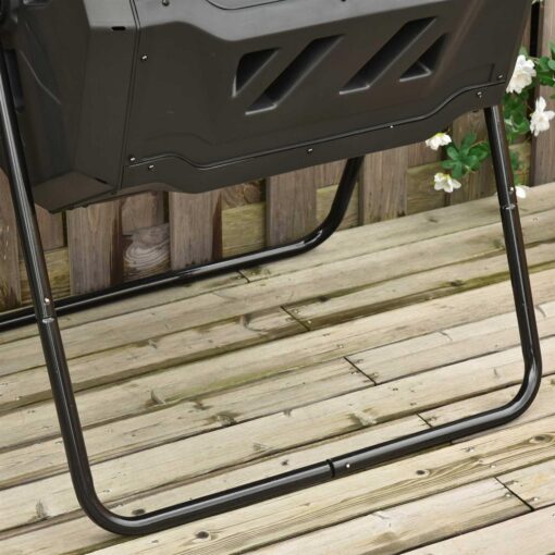 Outsunny Compost Bin Outdoor 360° Dual Chamber Rotating Composter 43 Gallon - Image 2
