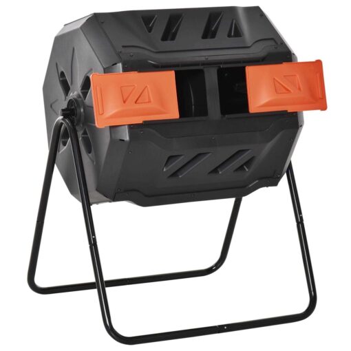 Outsunny Compost Bin Outdoor 360° Dual Chamber Rotating Composter 43 Gallon