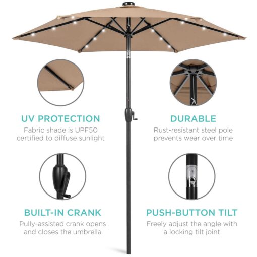 Best Choice Products 7.5ft Outdoor Solar Patio Umbrella for Deck - Image 5