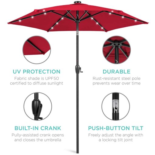 Best Choice Products 7.5ft Outdoor Solar Patio Umbrella for Deck - Image 3