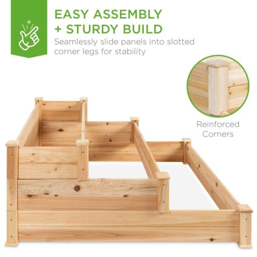 Best Choice Products 3-Tier Fir Wood Raised Garden Bed Planter Kit for Plants - Image 5