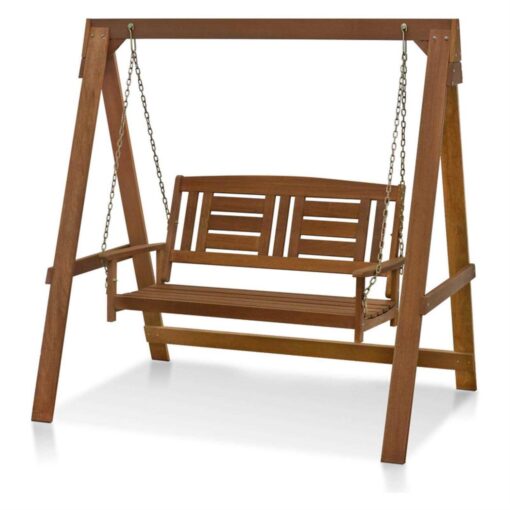 Furinno Tioman Hardwood Hanging Porch Swing with Stand