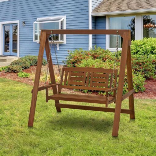 Furinno Tioman Hardwood Hanging Porch Swing with Stand - Image 5