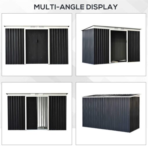 Outsunny 9' x 4' Metal Garden Storage Shed Tool House with Sliding Door Spacious Layout & Durable Construction for Backyard - Image 2