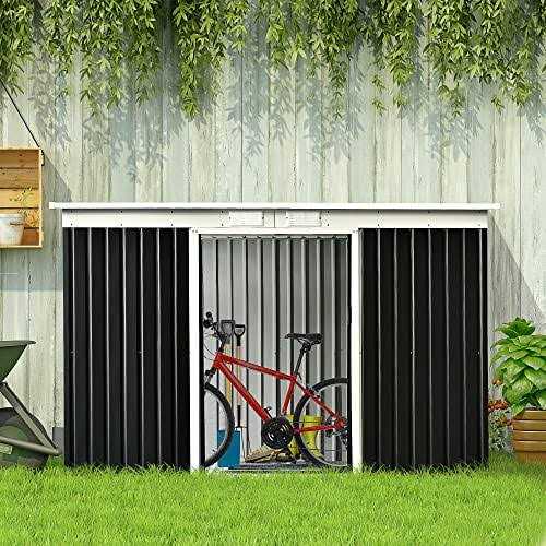 Outsunny 9' x 4' Metal Garden Storage Shed Tool House with Sliding Door Spacious Layout & Durable Construction for Backyard - Image 2