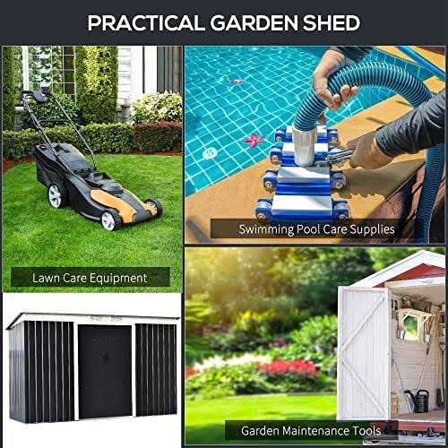 Outsunny 9' x 4' Metal Garden Storage Shed Tool House with Sliding Door Spacious Layout & Durable Construction for Backyard - Image 5
