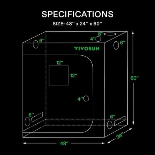 48x24x60 Grow Tent, 4×2 Advanced Grow Tent Observation Window and Floor Tray Plants for VS2000 - Image 3