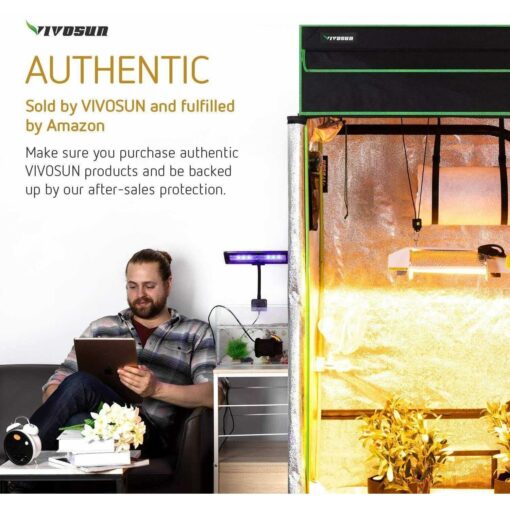 VIVOSUN Mylar Hydroponic Grow Tent with Observation Window and Floor Tray for Indoor Plant Growing - Image 2