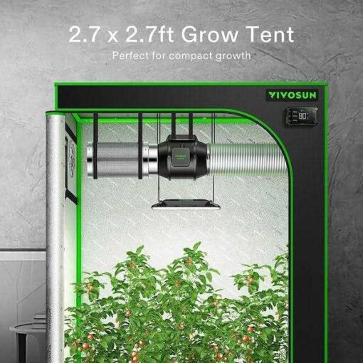 VIVOSUN Mylar Hydroponic Grow Tent with Observation Window and Floor Tray for Indoor Plant Growing - Image 2