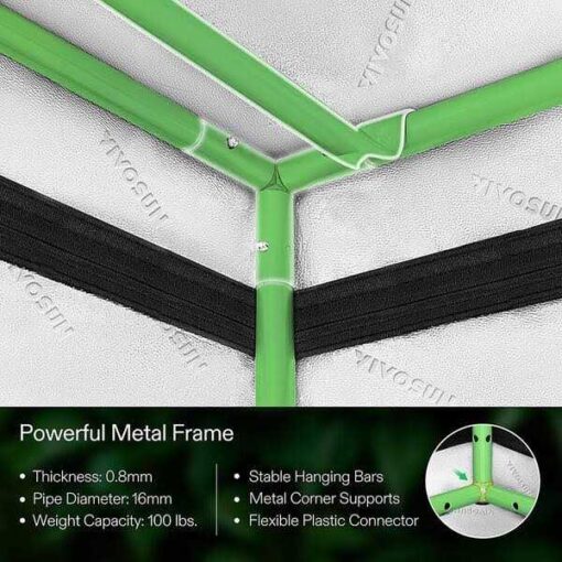 VIVOSUN Mylar Hydroponic Grow Tent with Observation Window and Floor Tray for Indoor Plant Growing - Image 5