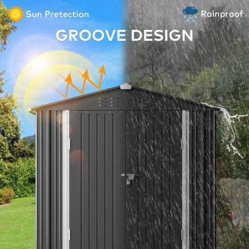 Aiho 6 x 4 FT Outdoor Storage Shed on Clearance with Metal Base Frame and Double Lockable Doors for Garden - Image 3